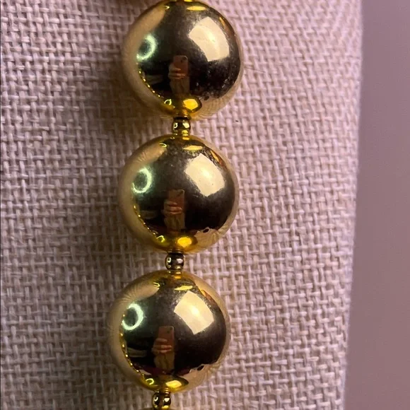 Vintage Gold Tone Chunky Beaded Statement Necklace Heavy - Picture 4 of 8